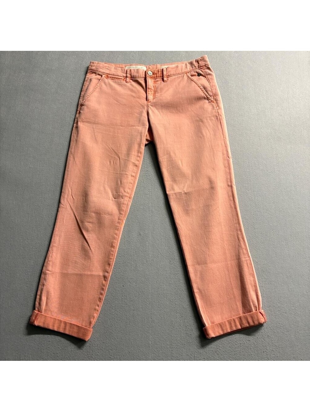 Pilcro and the Letterpress Hyphen Jeans Womens 28 Peach Coral Crop Stretch Denim